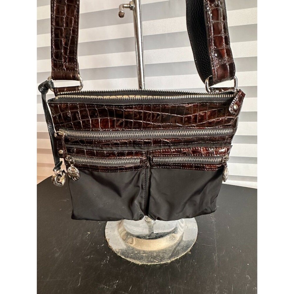 Brighton Vintage Croc Embossed Leather Shoulder Bag E33/258